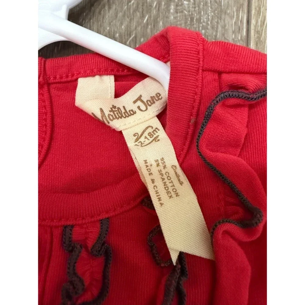 Matilda Jane Red Long Sleeve Ruffle Inspire Dress 12-18 Months
